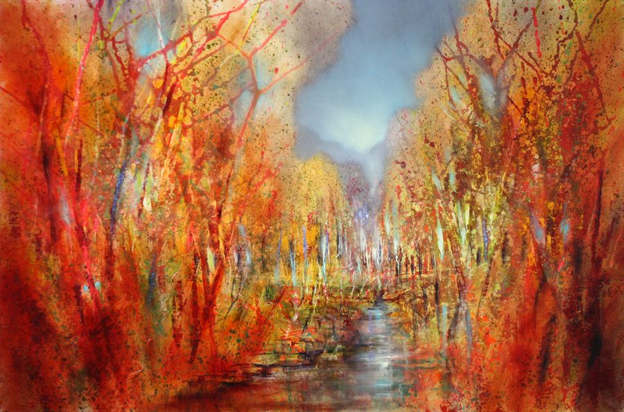 painting of an autumnal forest