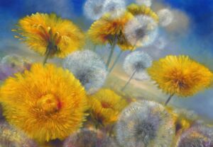 Dandelions against the infinite blue