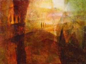 painting of an abstract landscape