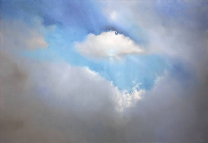 painting of the sea, the sky and the clouds