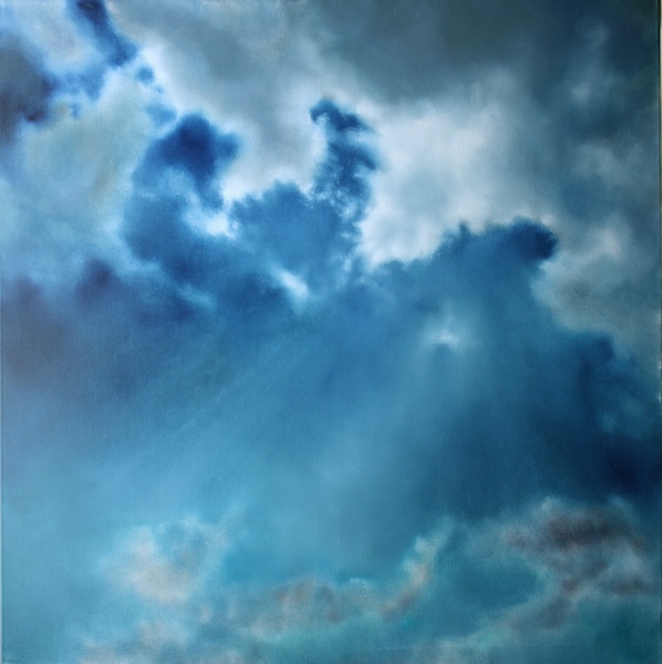 painting of the sea, the sky and the clouds