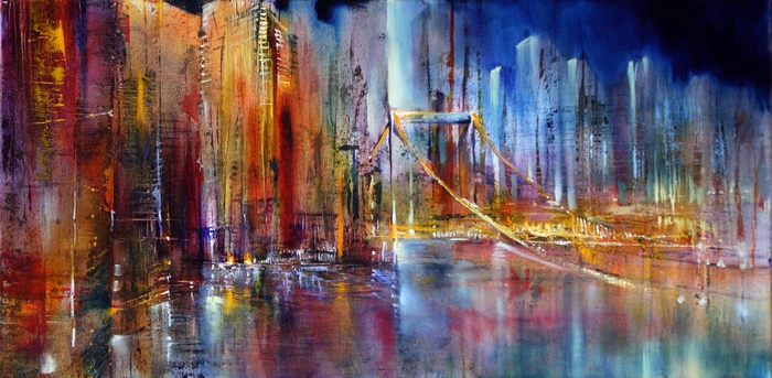 painting of an abstract city